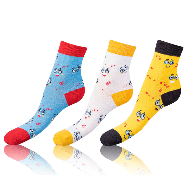 Bellinda CRAZY KIDS SOCKS 3x - Kids Crazy Socks 3 Pairs - Yellow - Blue - Black